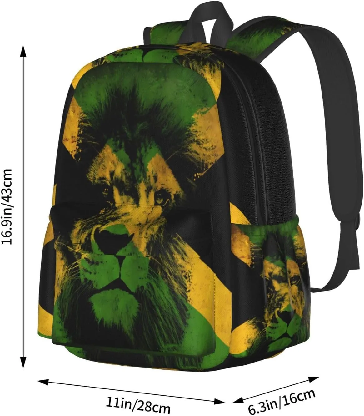Jamaican Flag Lion Head Laptop Backpack Work Travel Backpacks Business Rucksack Casual Outdoor Daypack with Adjustable Strap Bags for Sports Office Gym Hiking