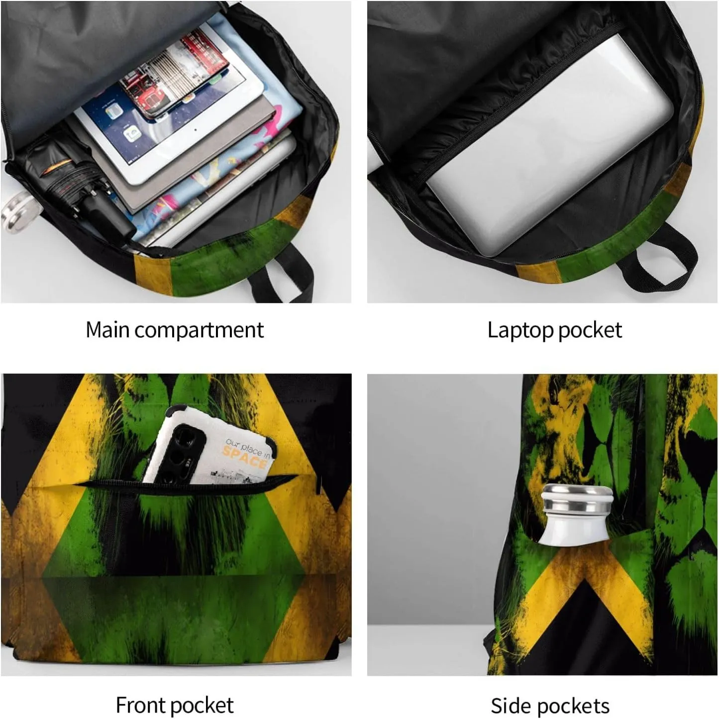Jamaican Flag Lion Head Laptop Backpack Work Travel Backpacks Business Rucksack Casual Outdoor Daypack with Adjustable Strap Bags for Sports Office Gym Hiking
