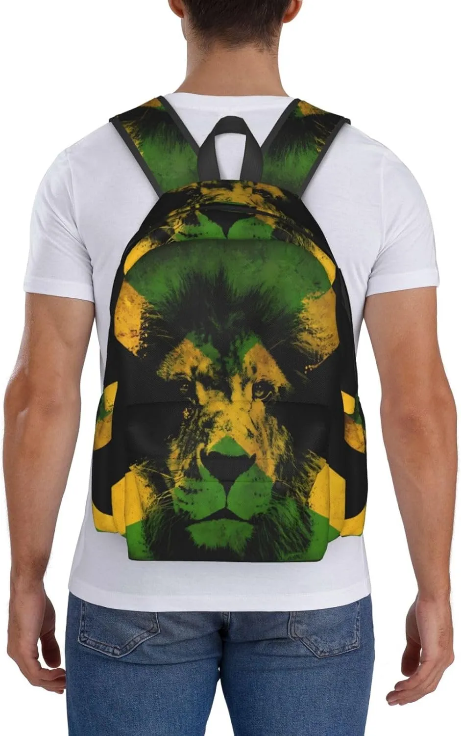 Jamaican Flag Lion Head Laptop Backpack Work Travel Backpacks Business Rucksack Casual Outdoor Daypack with Adjustable Strap Bags for Sports Office Gym Hiking