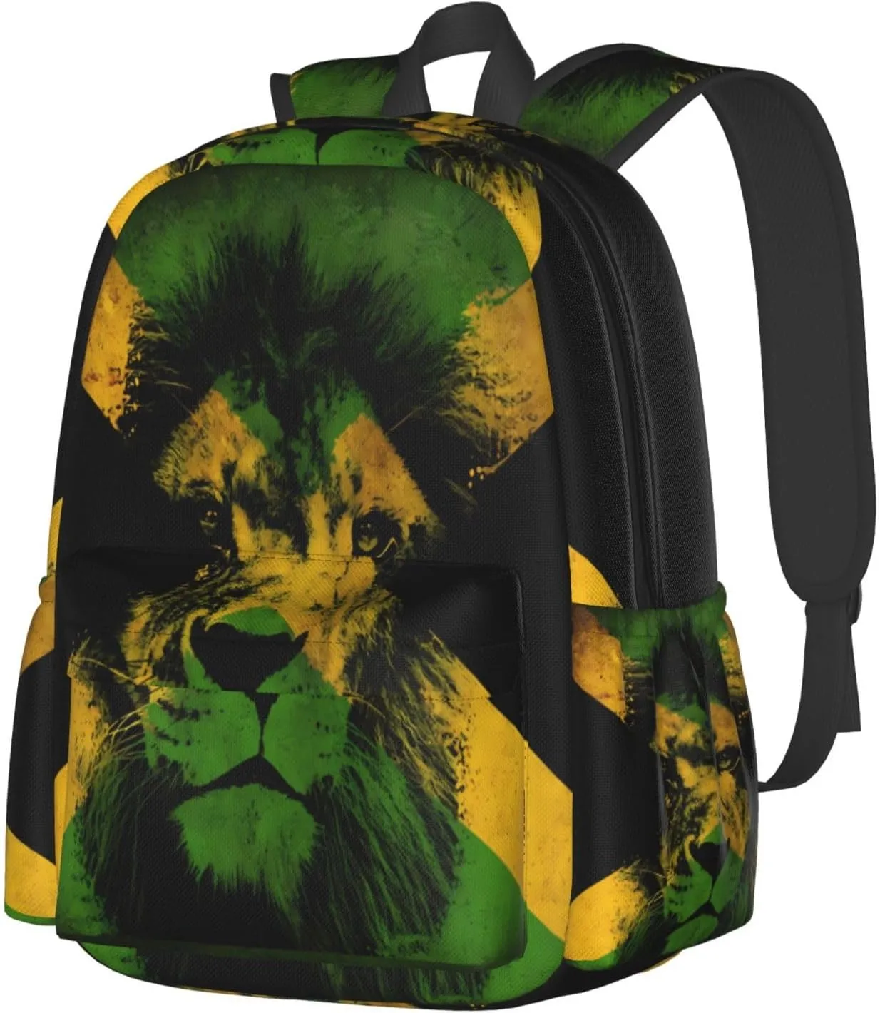 Jamaican Flag Lion Head Laptop Backpack Work Travel Backpacks Business Rucksack Casual Outdoor Daypack with Adjustable Strap Bags for Sports Office Gym Hiking