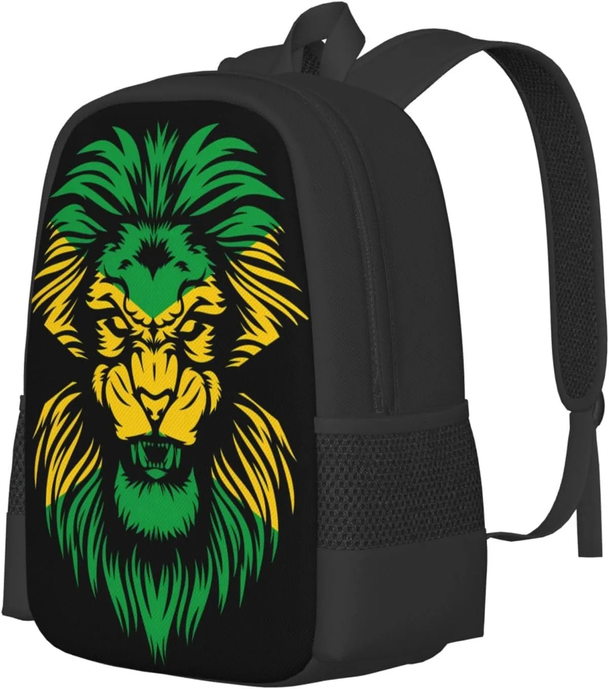 Jamaican Flag Rasta Lion Head Casual Backpacks Large Capacity Backpack Laptop Rucksack Sport Daypack Commuter Bags with Adjustable Strap for Traveling Camping