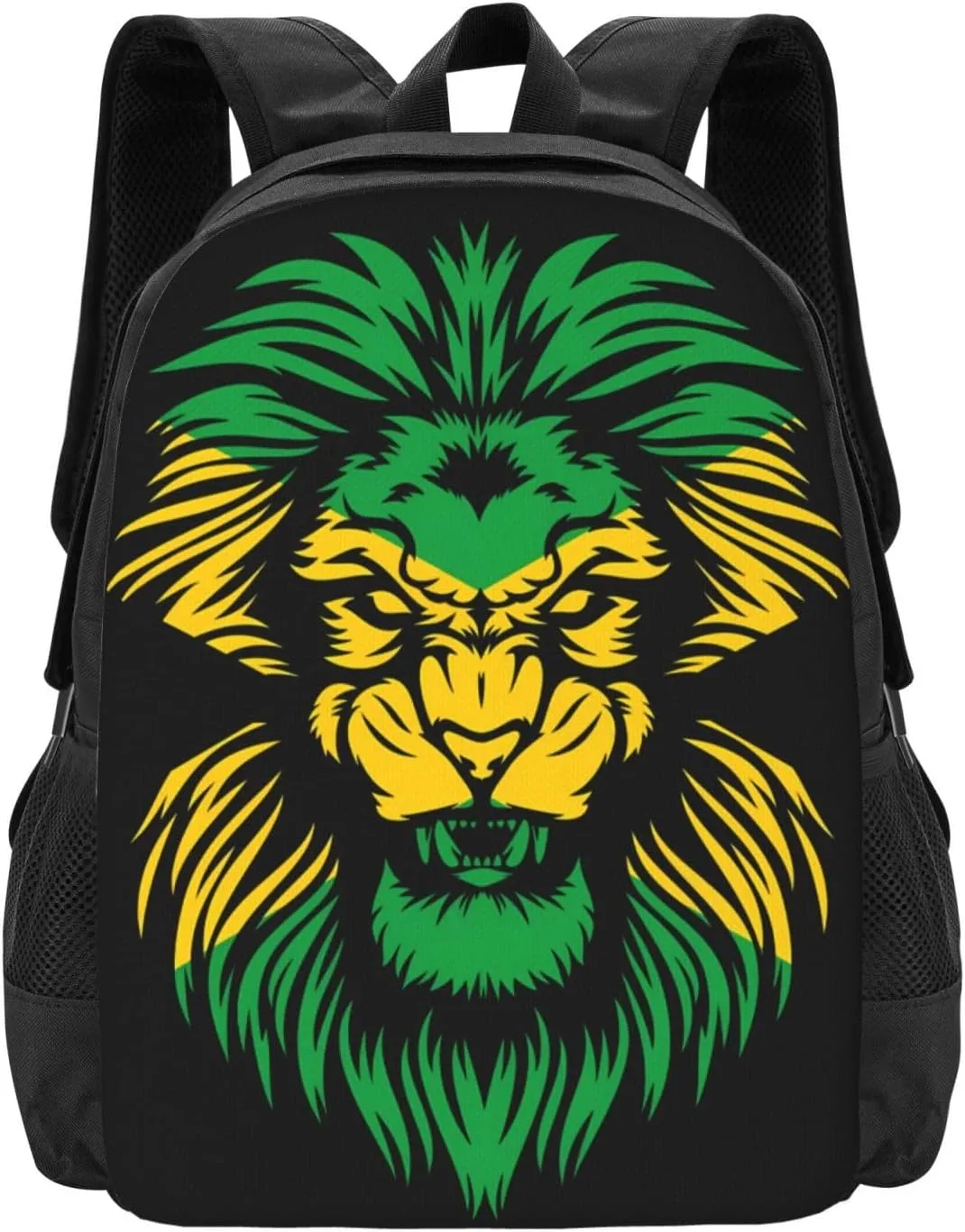 Jamaican Flag Rasta Lion Head Casual Backpacks Large Capacity Backpack Laptop Rucksack Sport Daypack Commuter Bags with Adjustable Strap for Traveling Camping