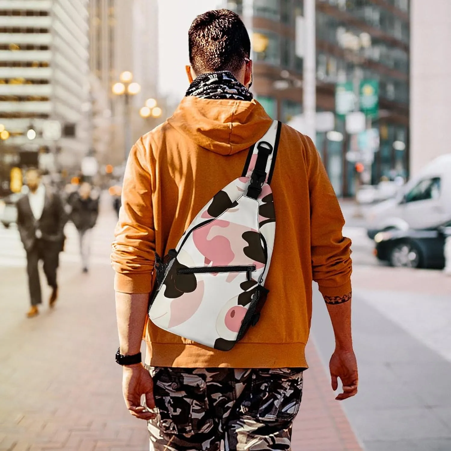 Japanese Sushi Shrimp Sling Bag Lightweight Crossbody Chest Pack Travel Shoulder Bag with Adjustable Strap