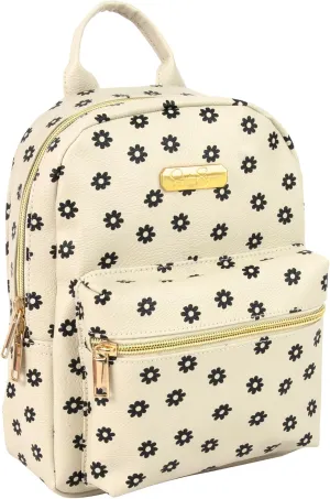 Jessica Simpson Waterproof Mini Vegan Leather Backpack Purse for Women, Travel, Work (Dainty Flowers)