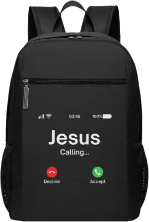 Jesus Is Calling Christian Travel Laptop Backpack, Business Anti Theft Slim Sturdy Laptops Backpacks, College Computer Bag Gift for Men & Women Fits 17 Inch Notebook,Black