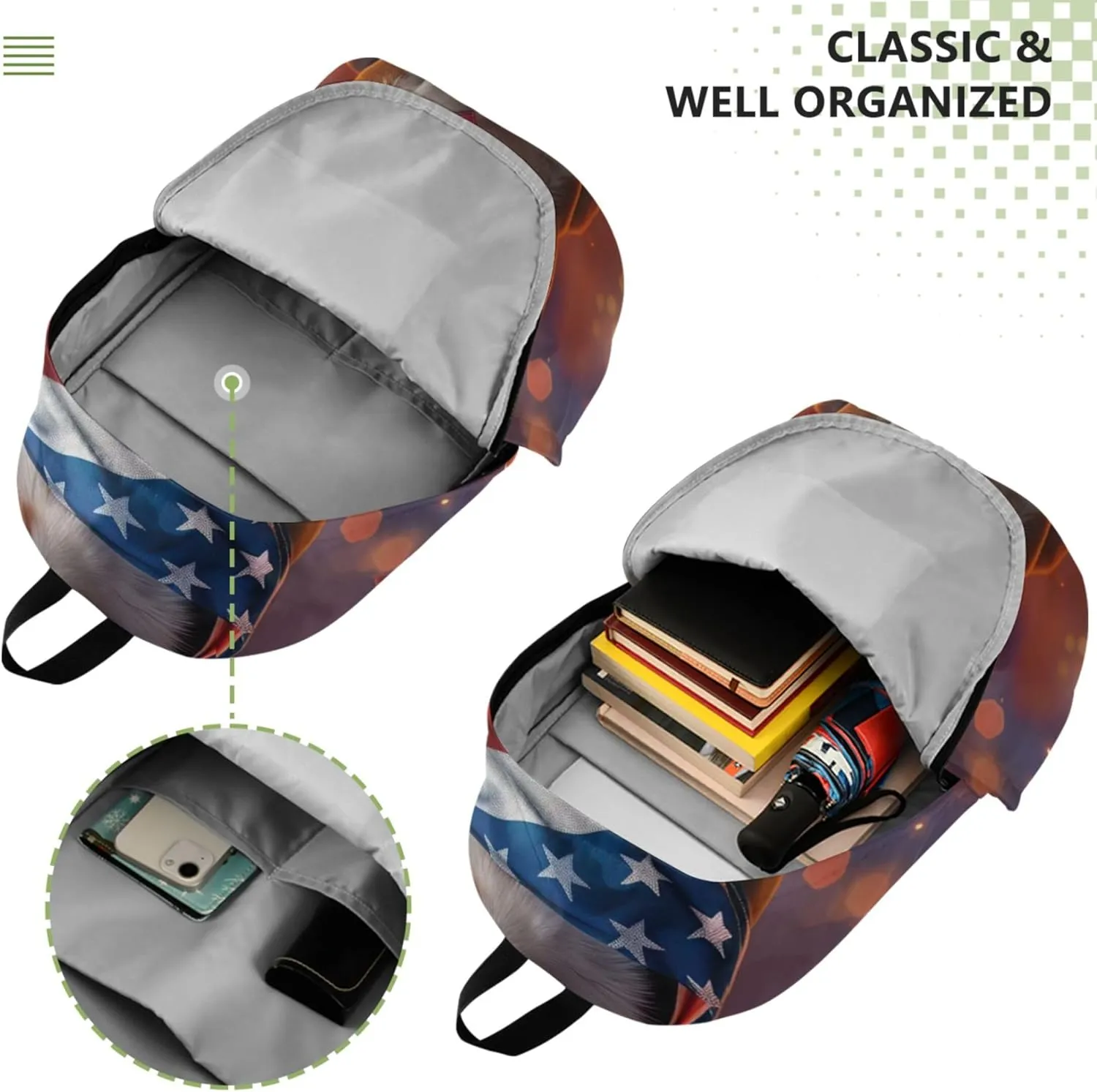 Joisal Cartoon Casual Backpack for Men Women Cute Beagle Dog American USA Custom School Backpack for Teens