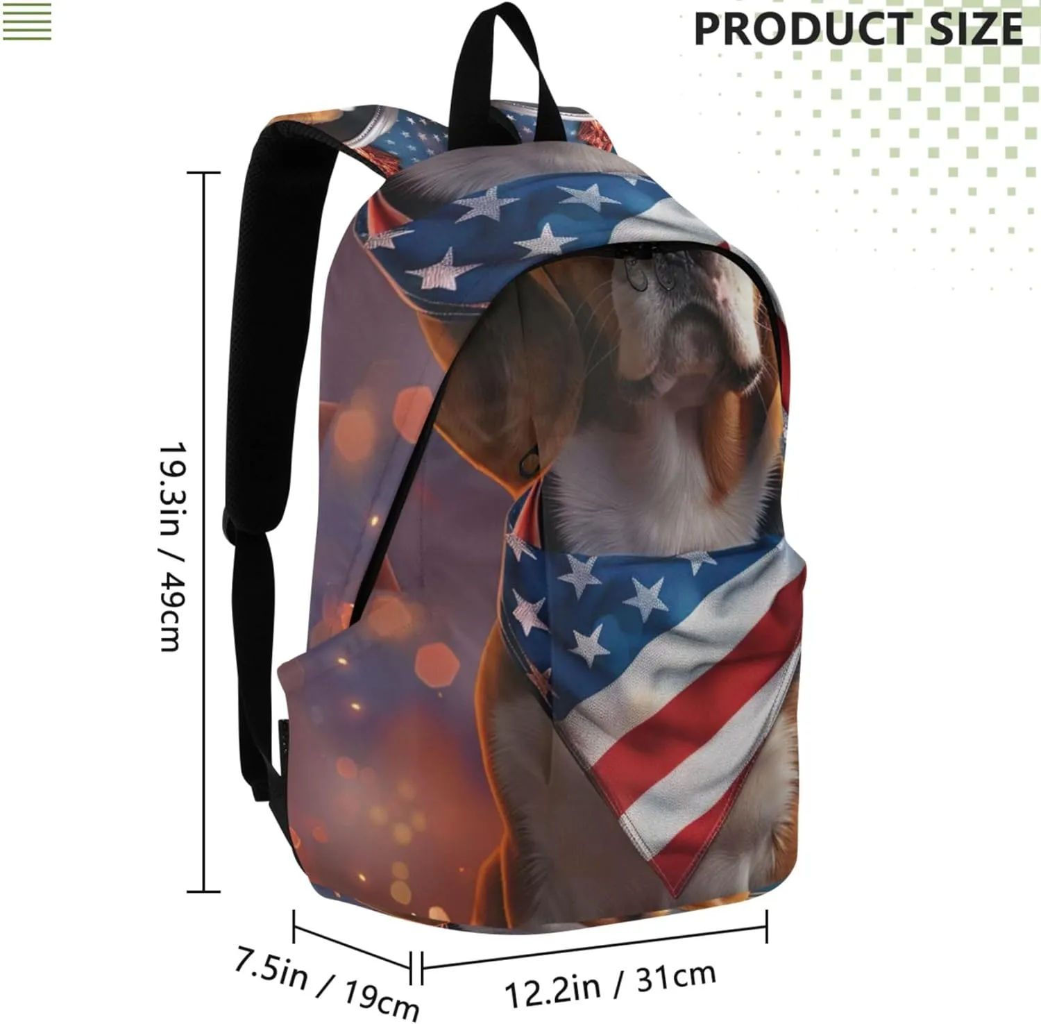 Joisal Cartoon Casual Backpack for Men Women Cute Beagle Dog American USA Custom School Backpack for Teens