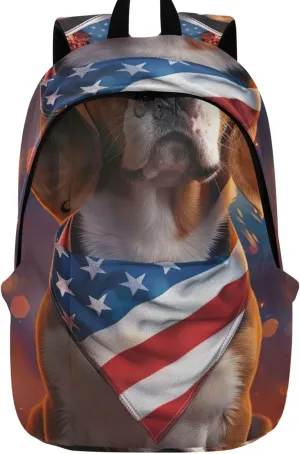 Joisal Cartoon Casual Backpack for Men Women Cute Beagle Dog American USA Custom School Backpack for Teens