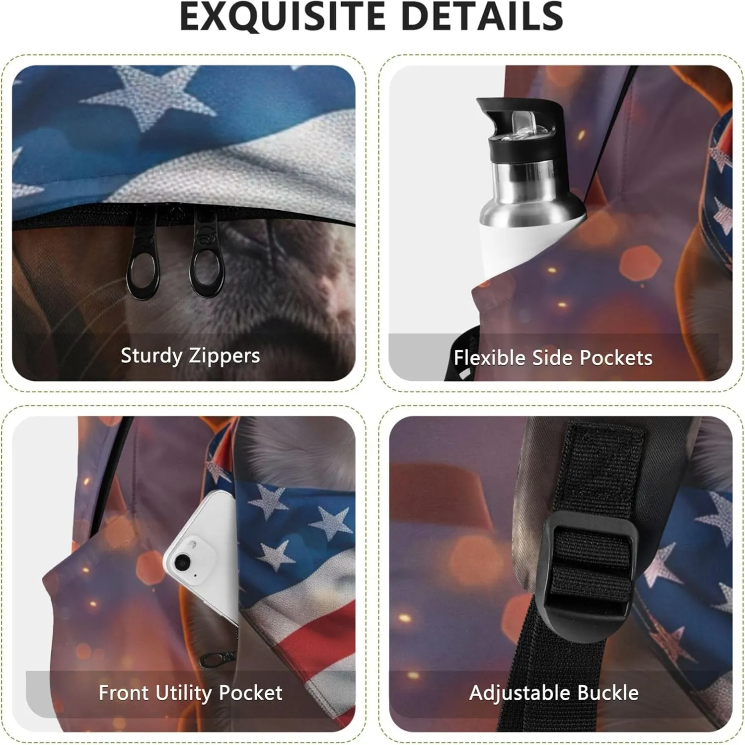 Joisal Cartoon Casual Backpack for Men Women Cute Beagle Dog American USA Custom School Backpack for Teens