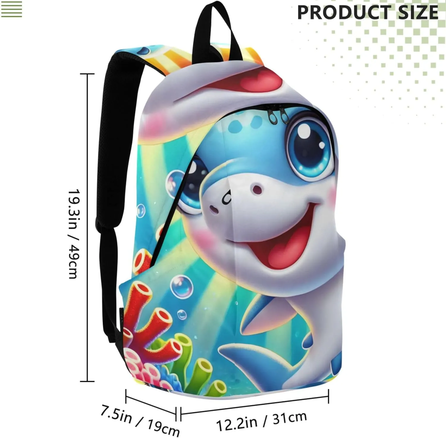 Joisal Cartoon Dolphin Rainbow Cute Cute Backpacks for Women Casual Cute Cool Bookbag for Teen Girls