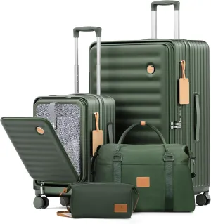 Joyway Luggage Set 2 Piece, PC Hardside Carry on Suitcase 20 Inch with Front Pocket and Expandable Large 29 Inch with Front Opening, Dark Green