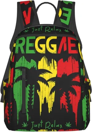 Just Relax Reggae Music Casual Backpacks Laptop Backpack Outdoor Travel Rucksack Sport Carry-On Daypack Lightweight Bag with Multi-Pockets