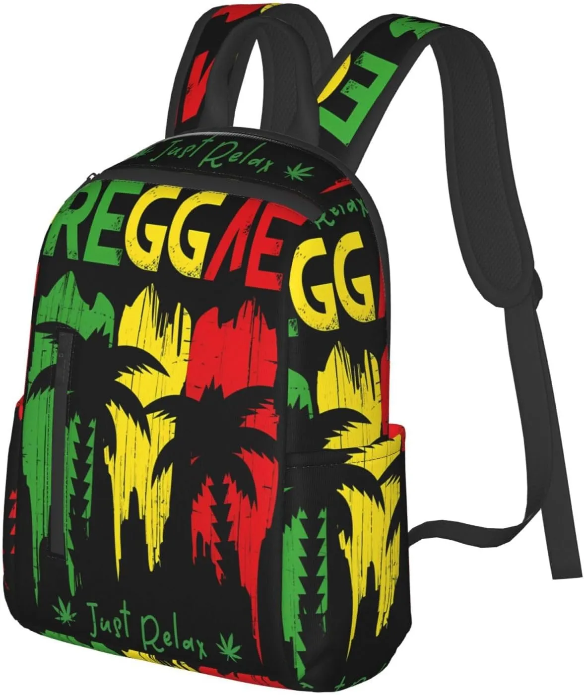 Just Relax Reggae Music Casual Backpacks Laptop Backpack Outdoor Travel Rucksack Sport Carry-On Daypack Lightweight Bag with Multi-Pockets