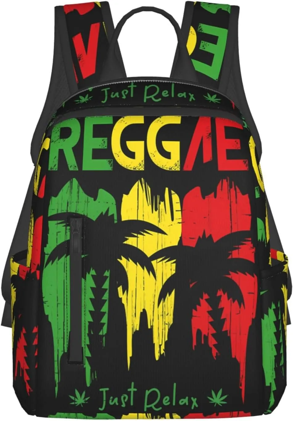Just Relax Reggae Music Casual Backpacks Laptop Backpack Outdoor Travel Rucksack Sport Carry-On Daypack Lightweight Bag with Multi-Pockets