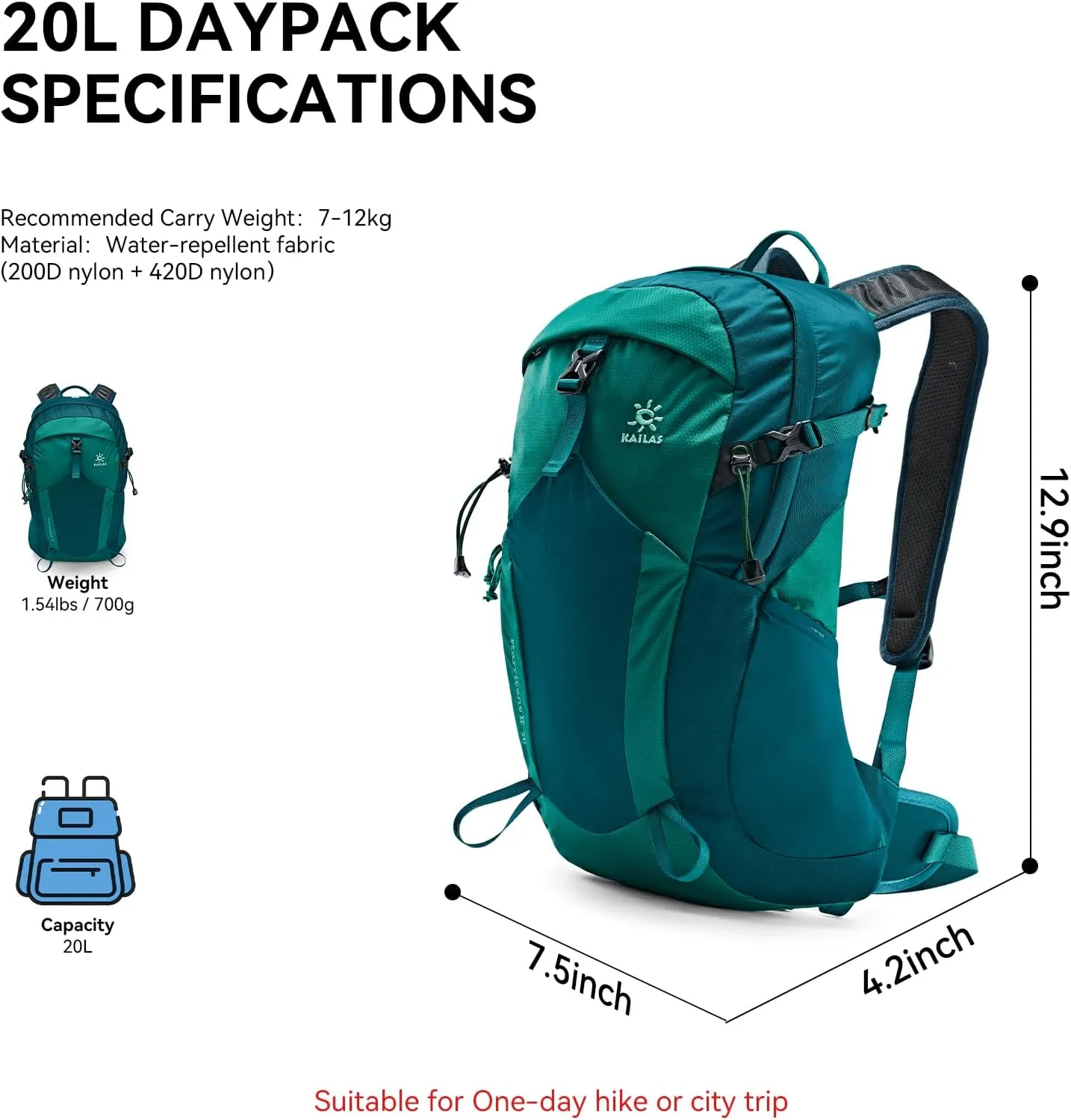 KAILAS Hurricane 20L 26L Hiking Backpack Lightweight Trekking Daypack Small Backpacks for Traveling Camping Outdoor