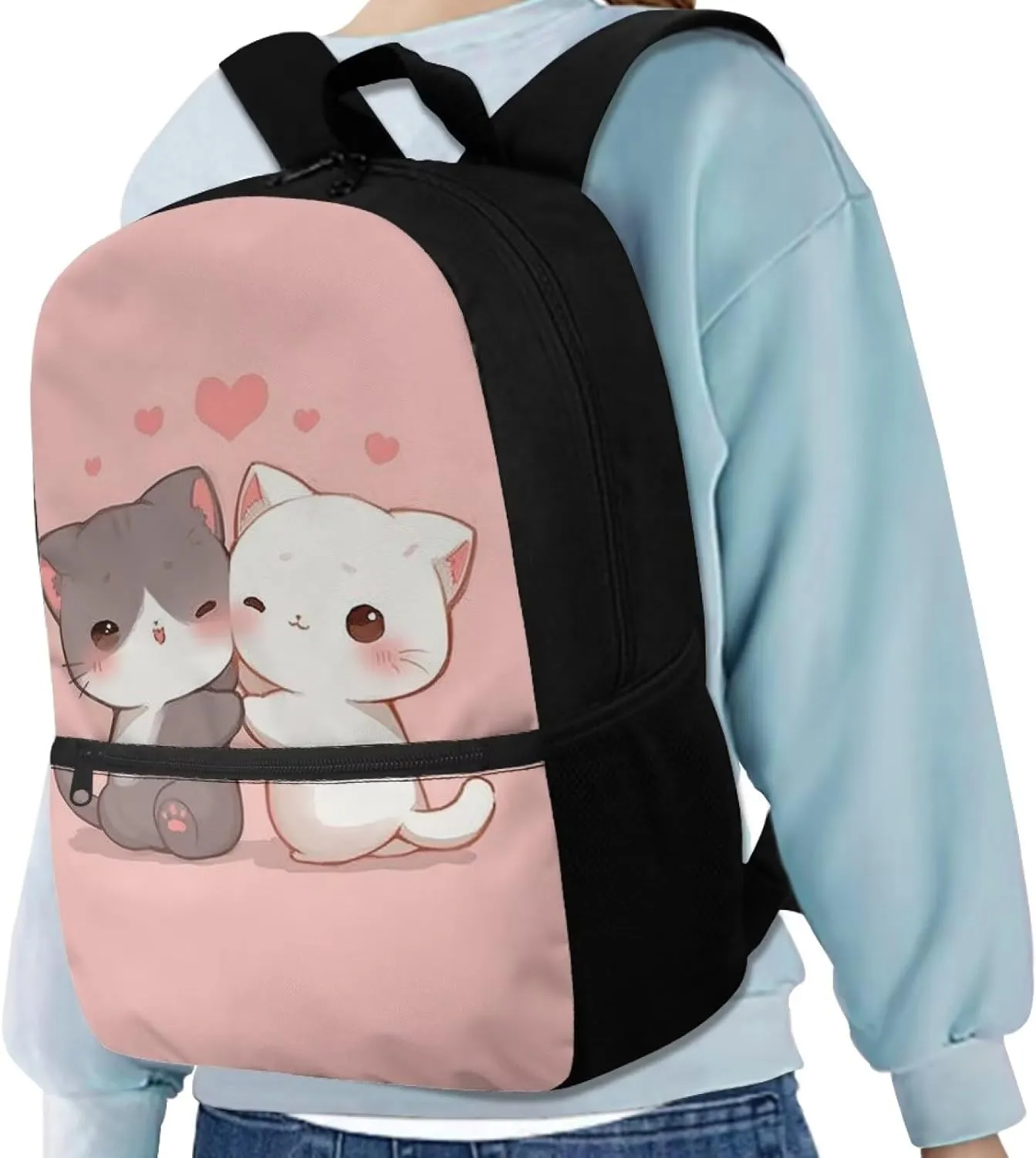 Kawaii Cat Backpack for Teen Girls 14-16 Bookbags 17inch Cute Bookbags Aesthetic for 6Th Grader School Backpack for Women Large School Backpack for Men College