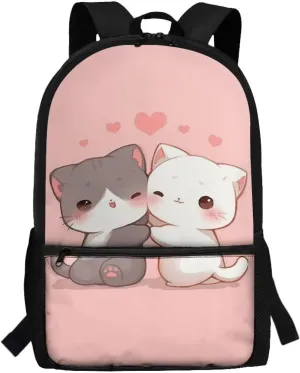 Kawaii Cat Backpack for Teen Girls 14-16 Bookbags 17inch Cute Bookbags Aesthetic for 6Th Grader School Backpack for Women Large School Backpack for Men College