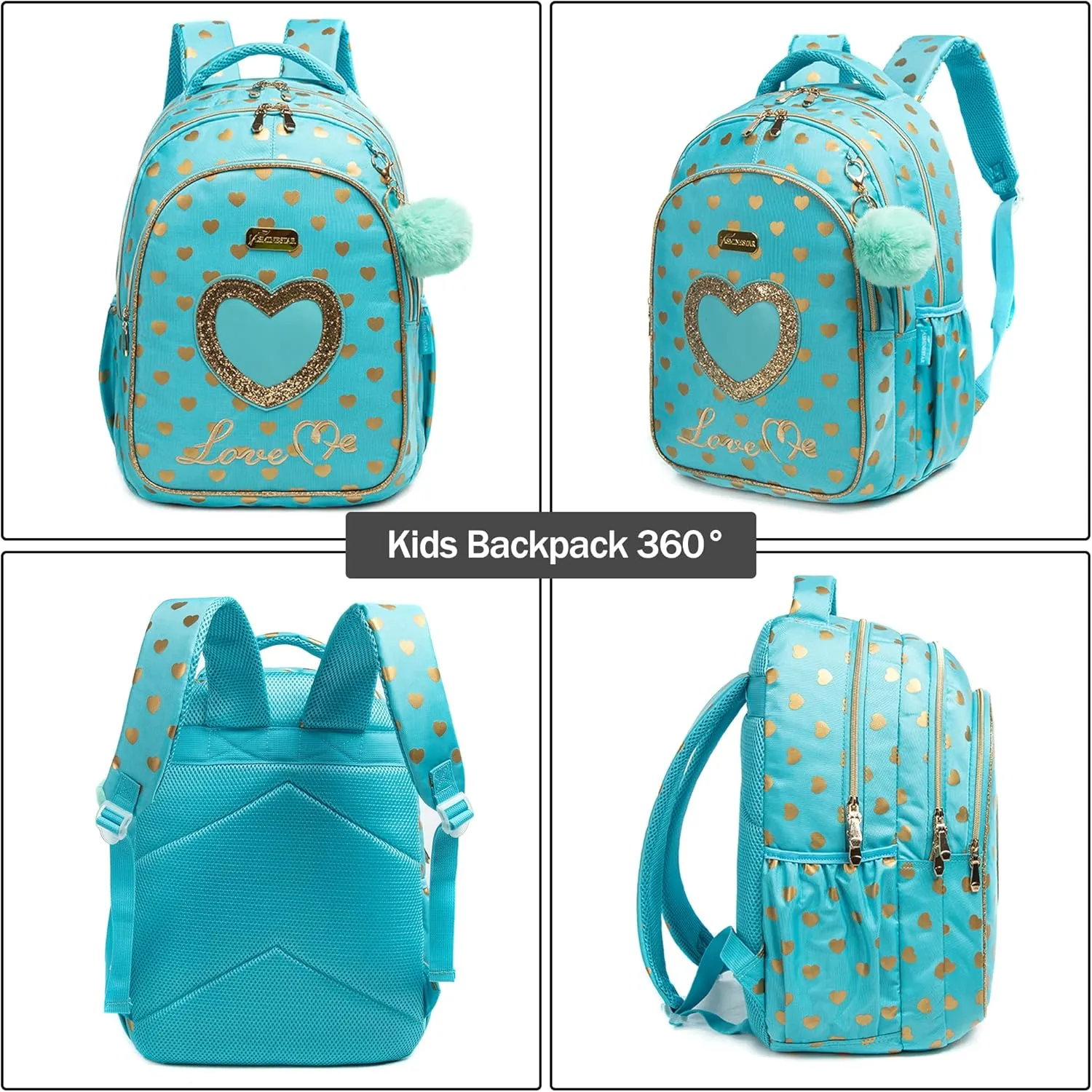 Kids Backpack 17inch with Lunch Bag and Pencil Case Lightweight School Backpack for Teens, Girls, Boys, Elementary
