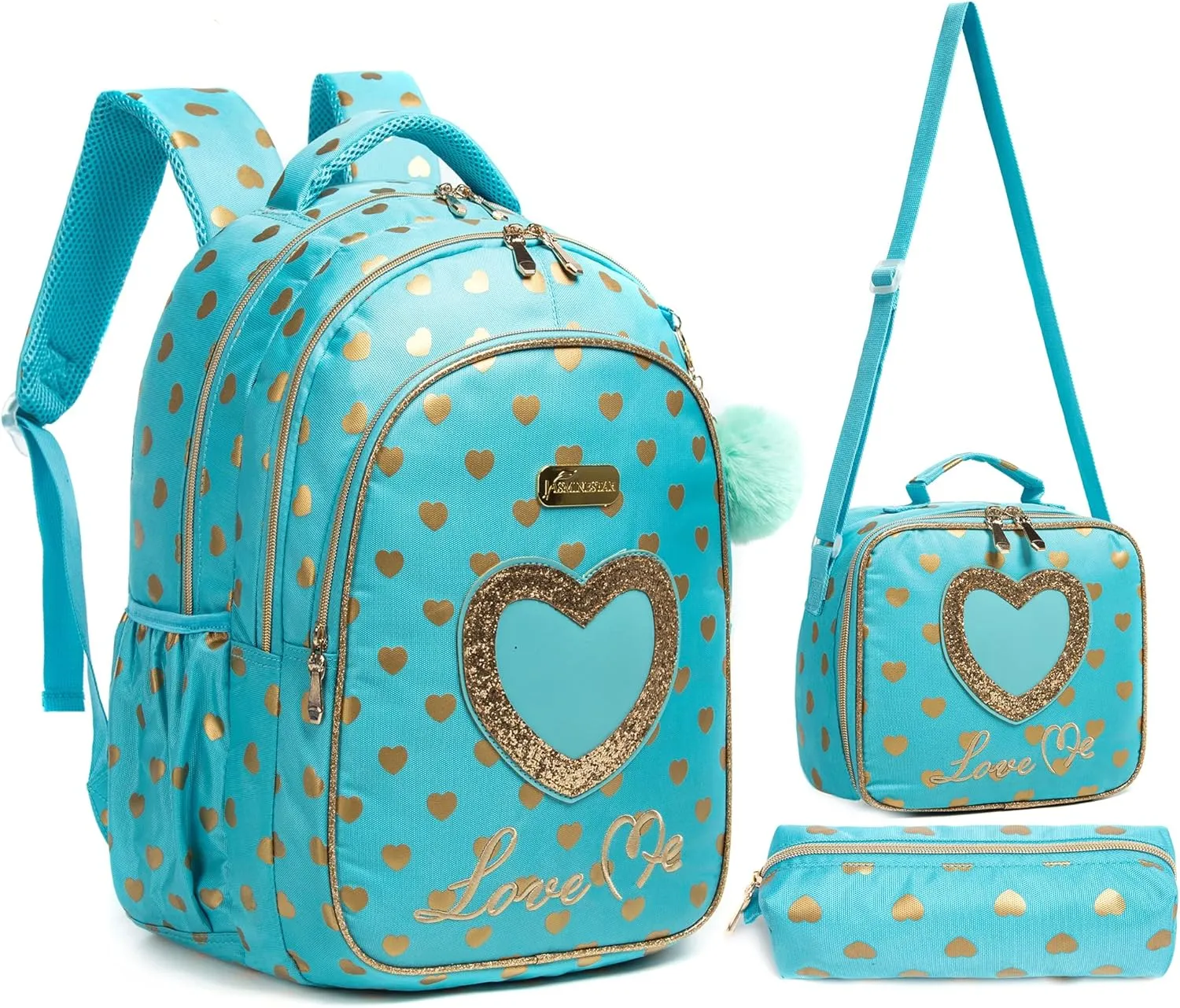 Kids Backpack 17inch with Lunch Bag and Pencil Case Lightweight School Backpack for Teens, Girls, Boys, Elementary