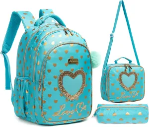 Kids Backpack 17inch with Lunch Bag and Pencil Case Lightweight School Backpack for Teens, Girls, Boys, Elementary