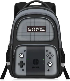 Kids Backpack For Boys，Gamer Boys Backpack For Children Teens Elementary Middle School, 17″ Students Bookbag