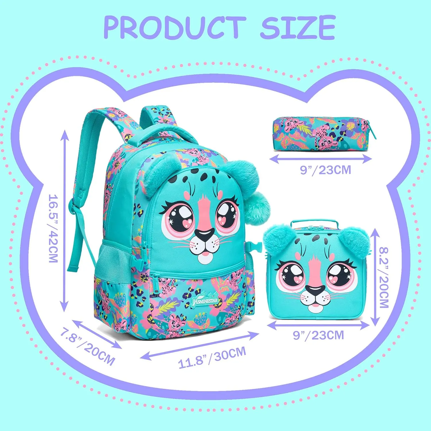Kids Backpacks for Girls School Bag Cute Girls Backpacks Ages 8-10 with Lunch Box Pencil Case Bookbag Set Travel Backpack for Preschool Kindergarten Elementary Students