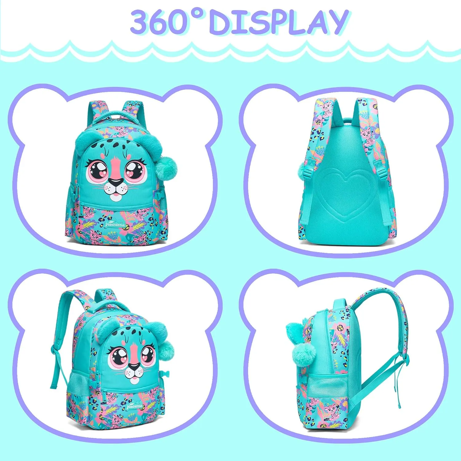 Kids Backpacks for Girls School Bag Cute Girls Backpacks Ages 8-10 with Lunch Box Pencil Case Bookbag Set Travel Backpack for Preschool Kindergarten Elementary Students
