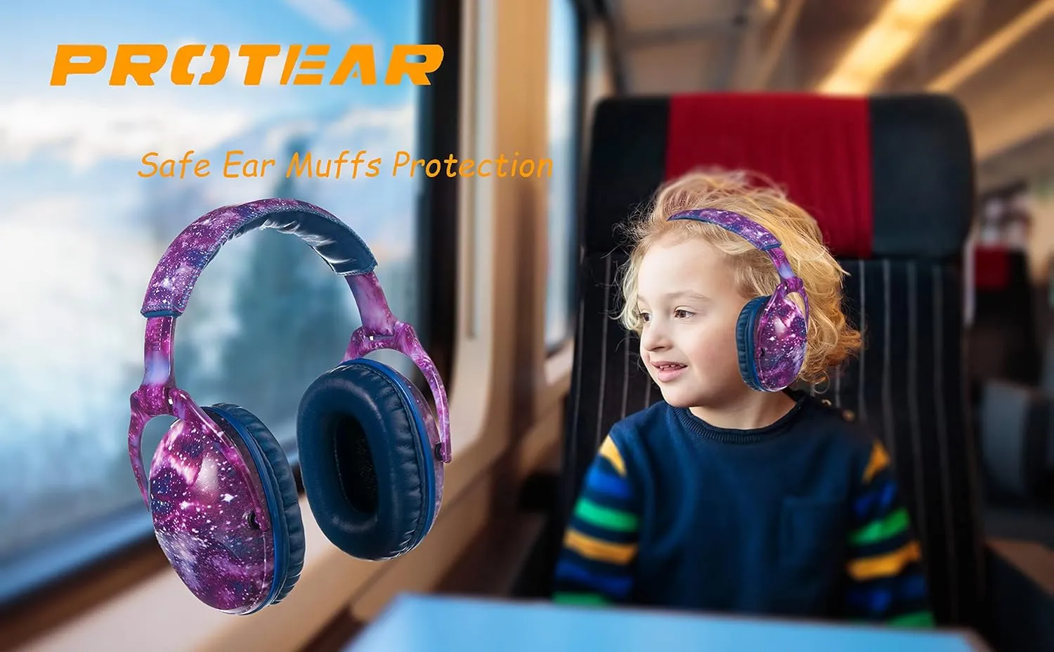 Kids Noise Cancelling Headphones,25dB NRR Hearing Protection,Noise Reduction,Sound Proof for Kids,Toddler Earmuffs for Concert,Airplane,Autism,Monster Jam,Travel,School(Blue-Nebula)
