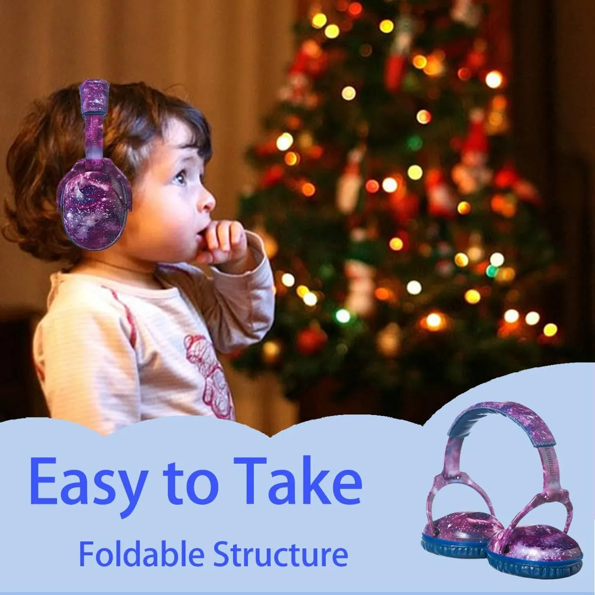 Kids Noise Cancelling Headphones,25dB NRR Hearing Protection,Noise Reduction,Sound Proof for Kids,Toddler Earmuffs for Concert,Airplane,Autism,Monster Jam,Travel,School(Blue-Nebula)