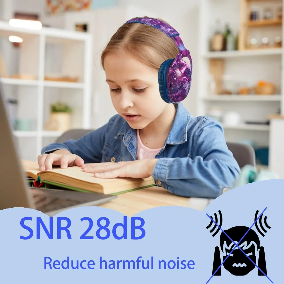Kids Noise Cancelling Headphones,25dB NRR Hearing Protection,Noise Reduction,Sound Proof for Kids,Toddler Earmuffs for Concert,Airplane,Autism,Monster Jam,Travel,School(Blue-Nebula)