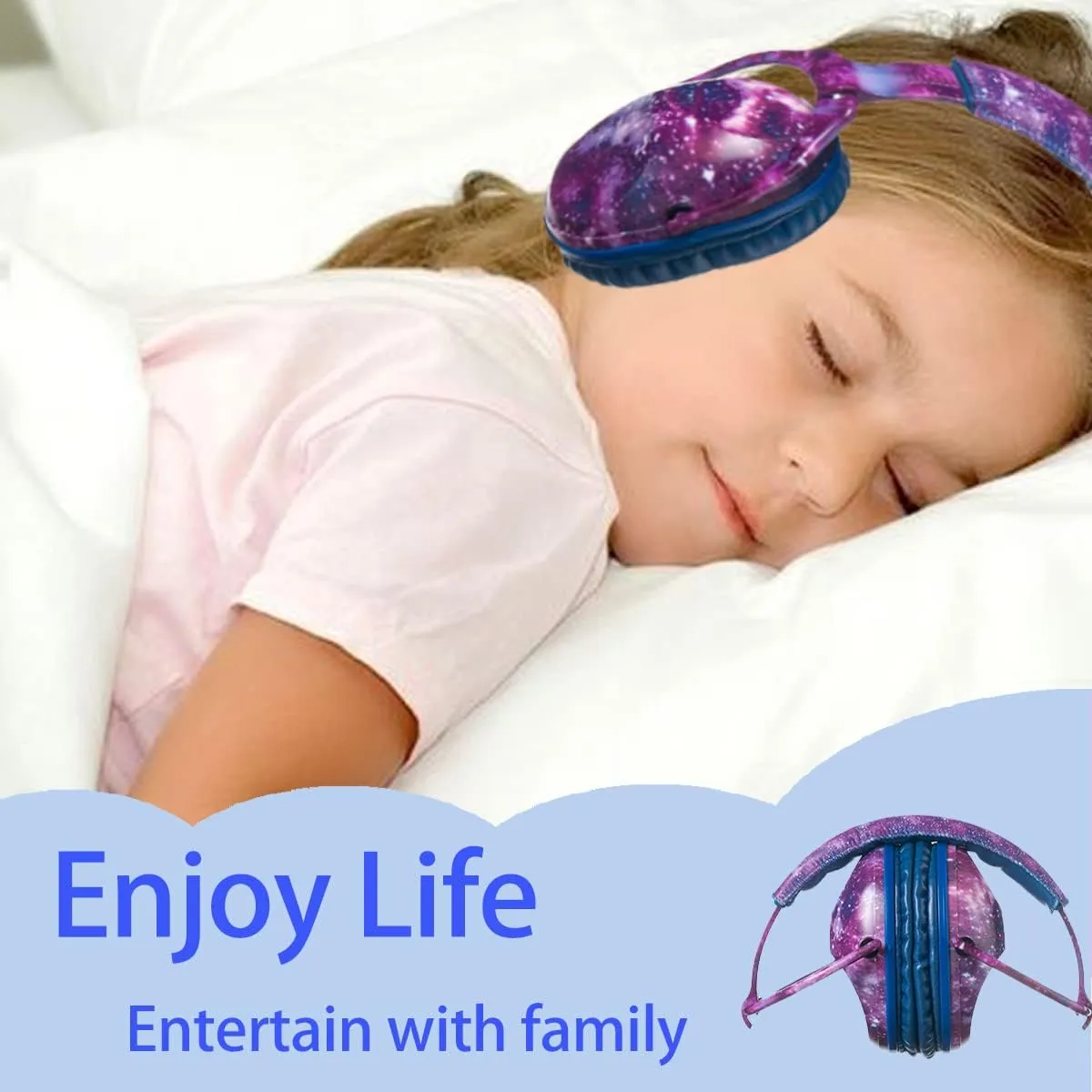 Kids Noise Cancelling Headphones,25dB NRR Hearing Protection,Noise Reduction,Sound Proof for Kids,Toddler Earmuffs for Concert,Airplane,Autism,Monster Jam,Travel,School(Blue-Nebula)