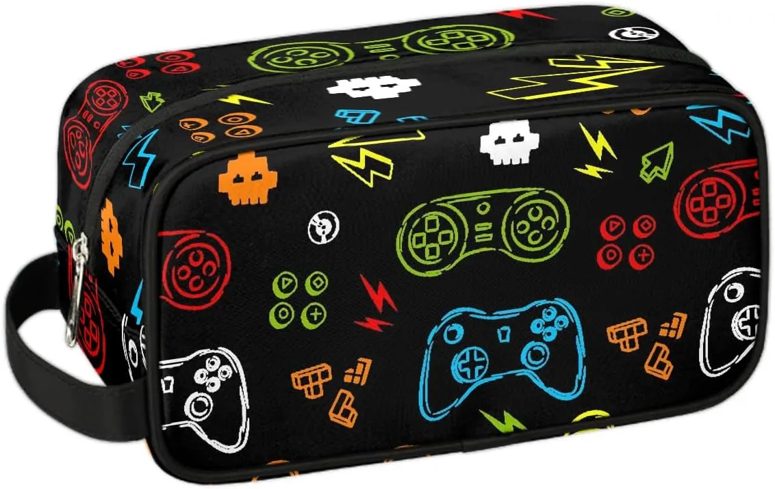 Kids Travel Toiletry Bag for Boys Men - Game Controller Hanging Dopp Kit - Waterproof Shaving Bag Bathroom Bags Wash Bag for Toiletries Accessories