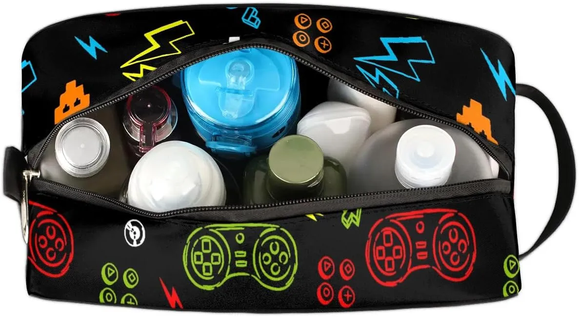 Kids Travel Toiletry Bag for Boys Men - Game Controller Hanging Dopp Kit - Waterproof Shaving Bag Bathroom Bags Wash Bag for Toiletries Accessories