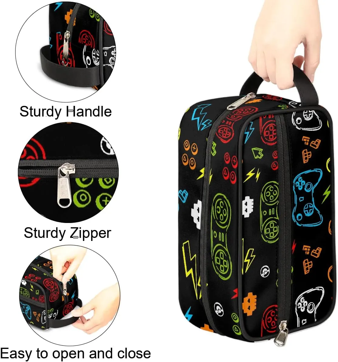 Kids Travel Toiletry Bag for Boys Men - Game Controller Hanging Dopp Kit - Waterproof Shaving Bag Bathroom Bags Wash Bag for Toiletries Accessories