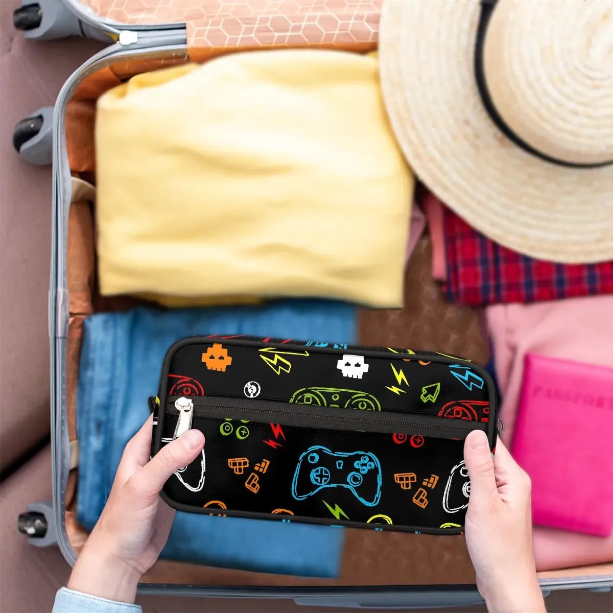 Kids Travel Toiletry Bag for Boys Men - Game Controller Hanging Dopp Kit - Waterproof Shaving Bag Bathroom Bags Wash Bag for Toiletries Accessories