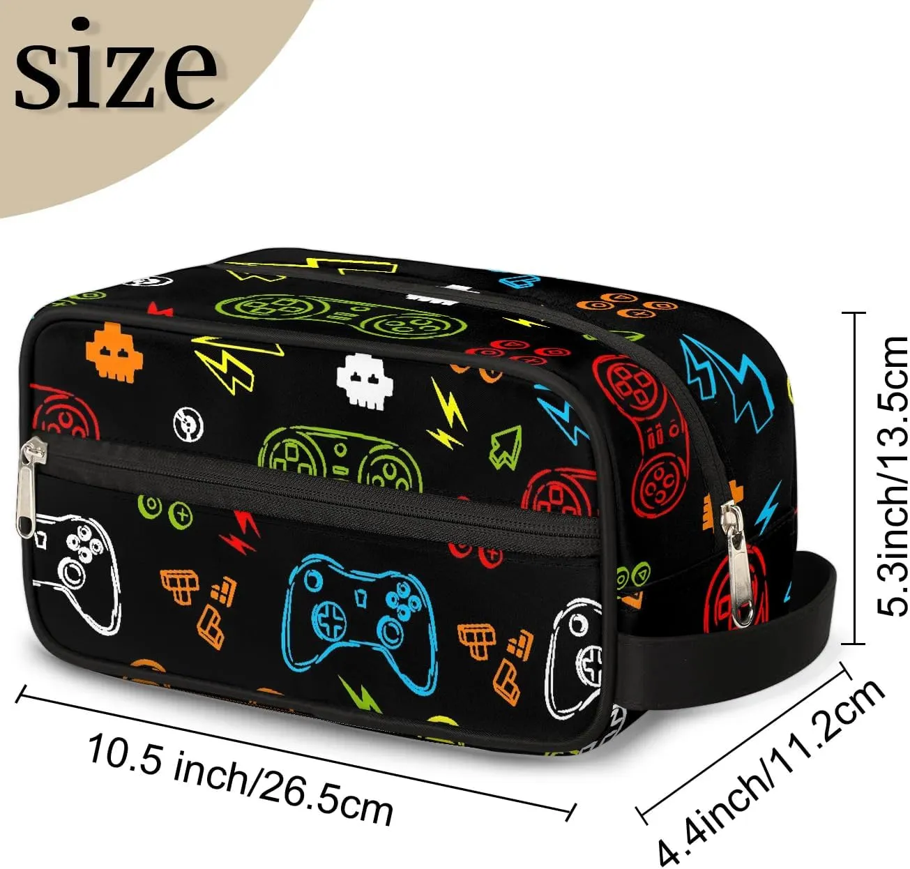 Kids Travel Toiletry Bag for Boys Men - Game Controller Hanging Dopp Kit - Waterproof Shaving Bag Bathroom Bags Wash Bag for Toiletries Accessories