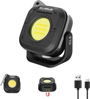 Klarus CL5 Small Work Light Powerful Magnetic Flashlight - 650lm Bright, 4 Color Temperatures (2700K-6500K) & USB-C Rechargeable, 180° Rotatable, IPX5 Waterproof, Portable LED Pocket Light