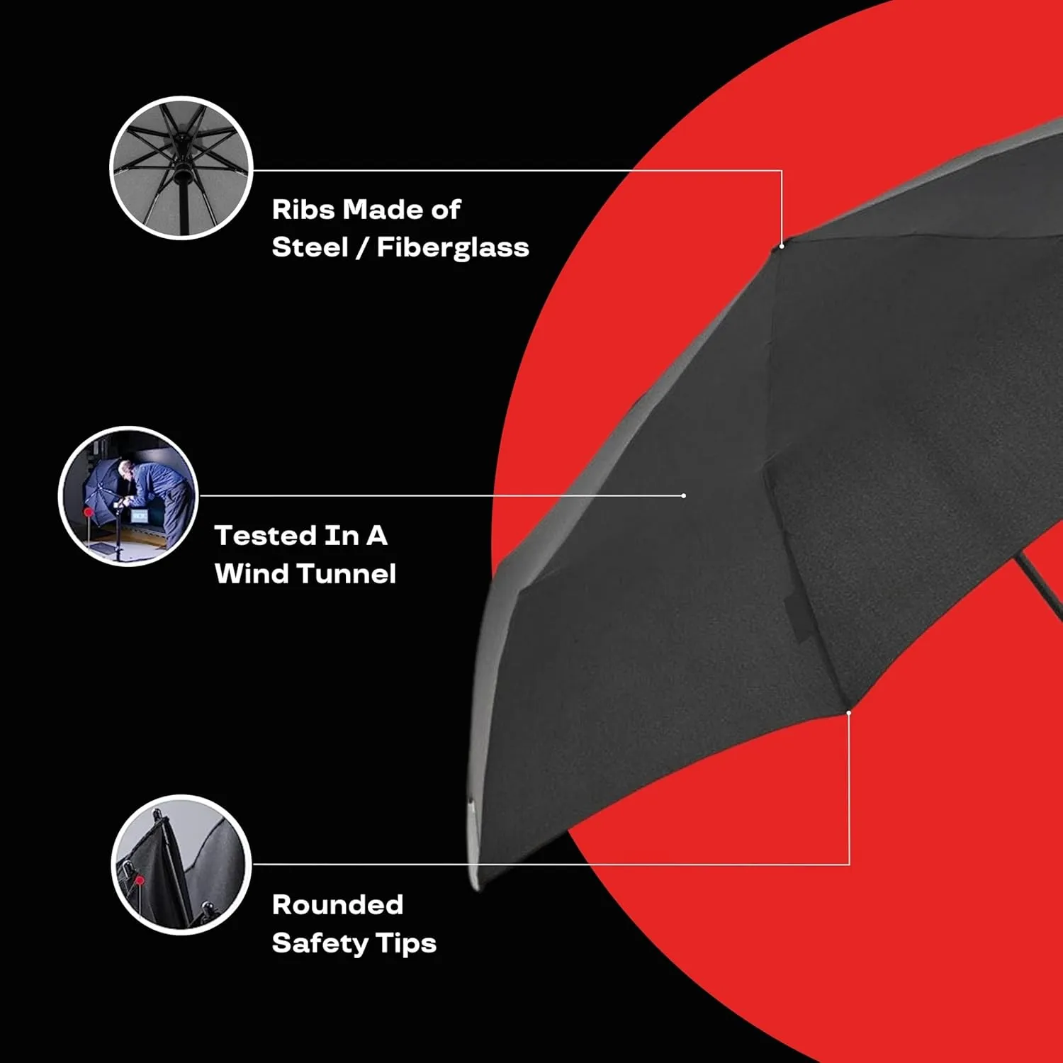 Knirps A.200 Medium Duomatic Windproof Umbrella for Adults – Automatic Open Close 38.5" Canopy, Travel Case Included