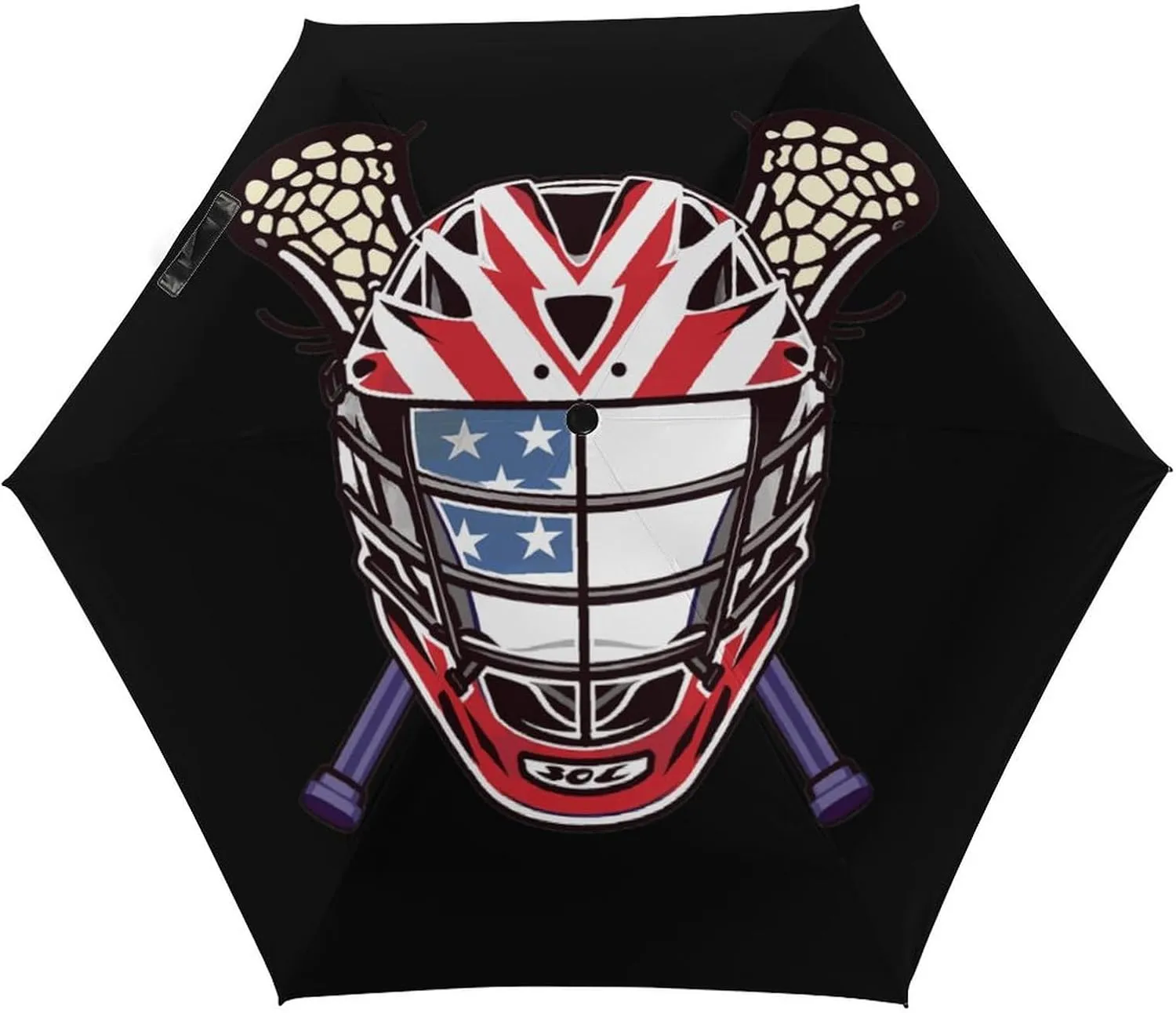 Lacrosse American Flag Helmet Sticks Travel Umbrella 5-Folding Mini Umbrellas Portable Compact Rain Umbrellaes