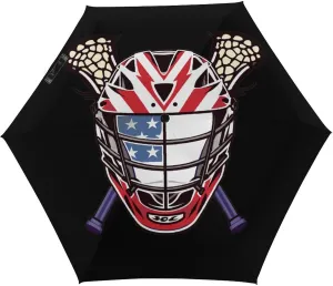 Lacrosse American Flag Helmet Sticks Travel Umbrella 5-Folding Mini Umbrellas Portable Compact Rain Umbrellaes