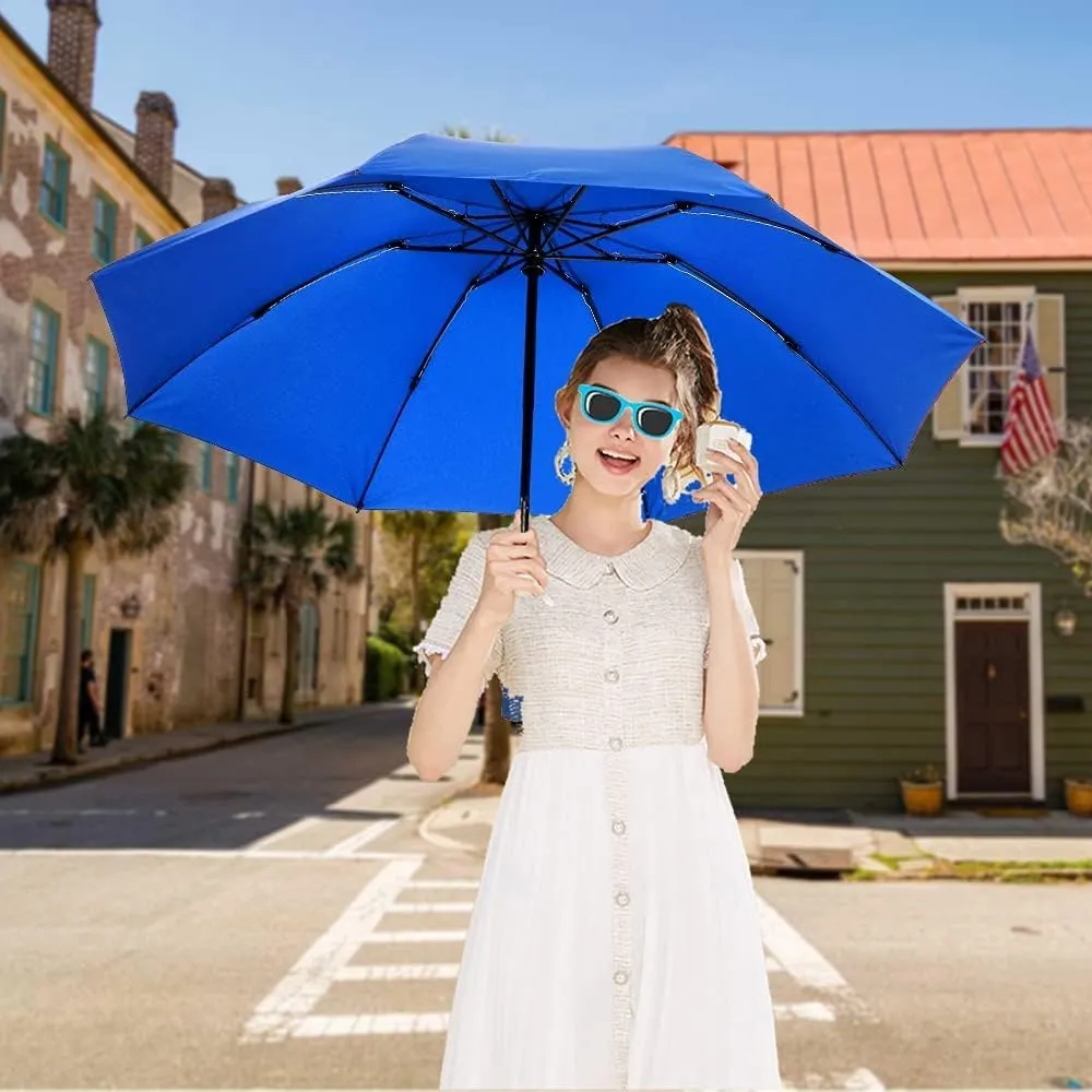 LANBRELLA Compact Reverse Folding Umbrella Auto Windproof Travel Umbrella