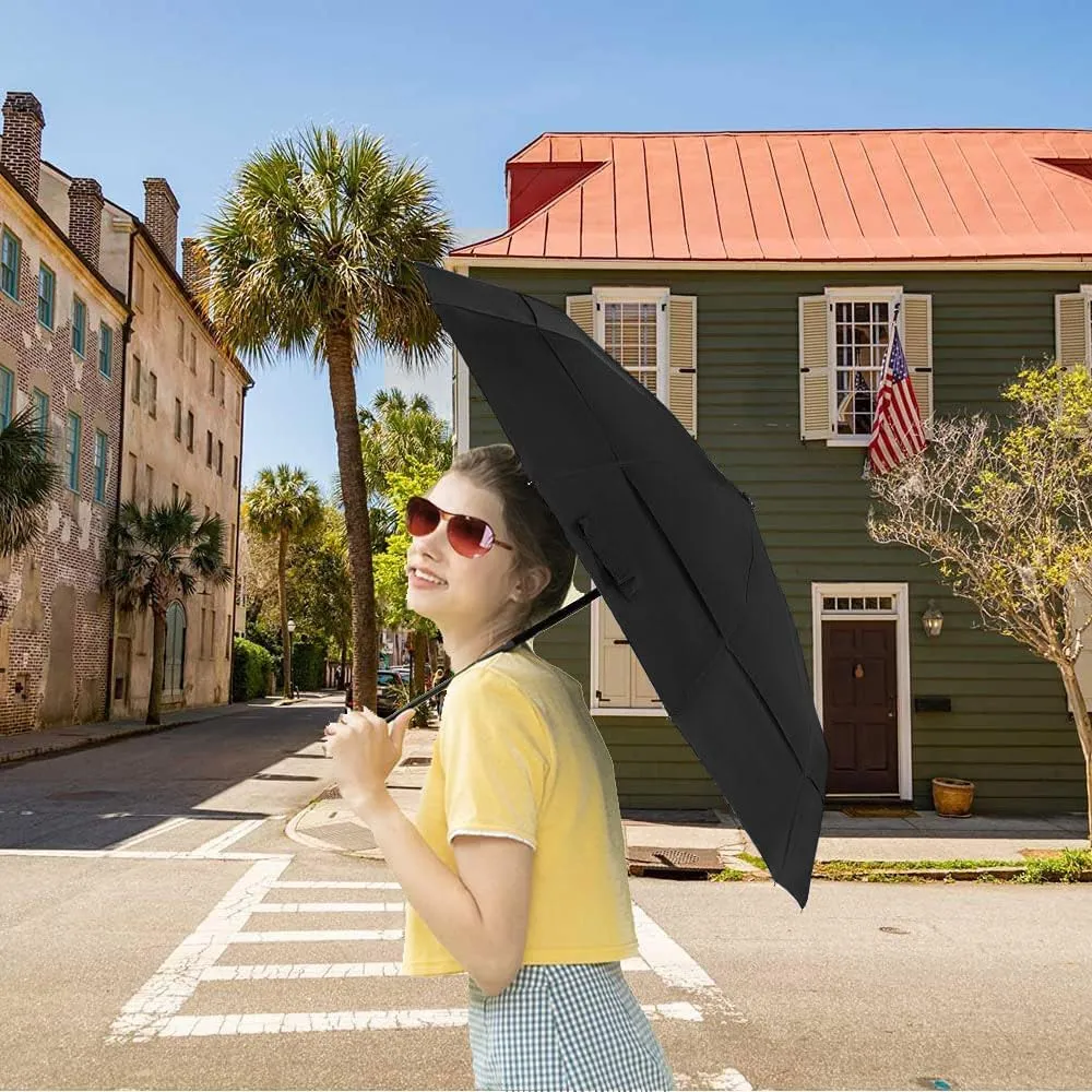 LANBRELLA Compact Reverse Folding Umbrella Auto Windproof Travel Umbrella