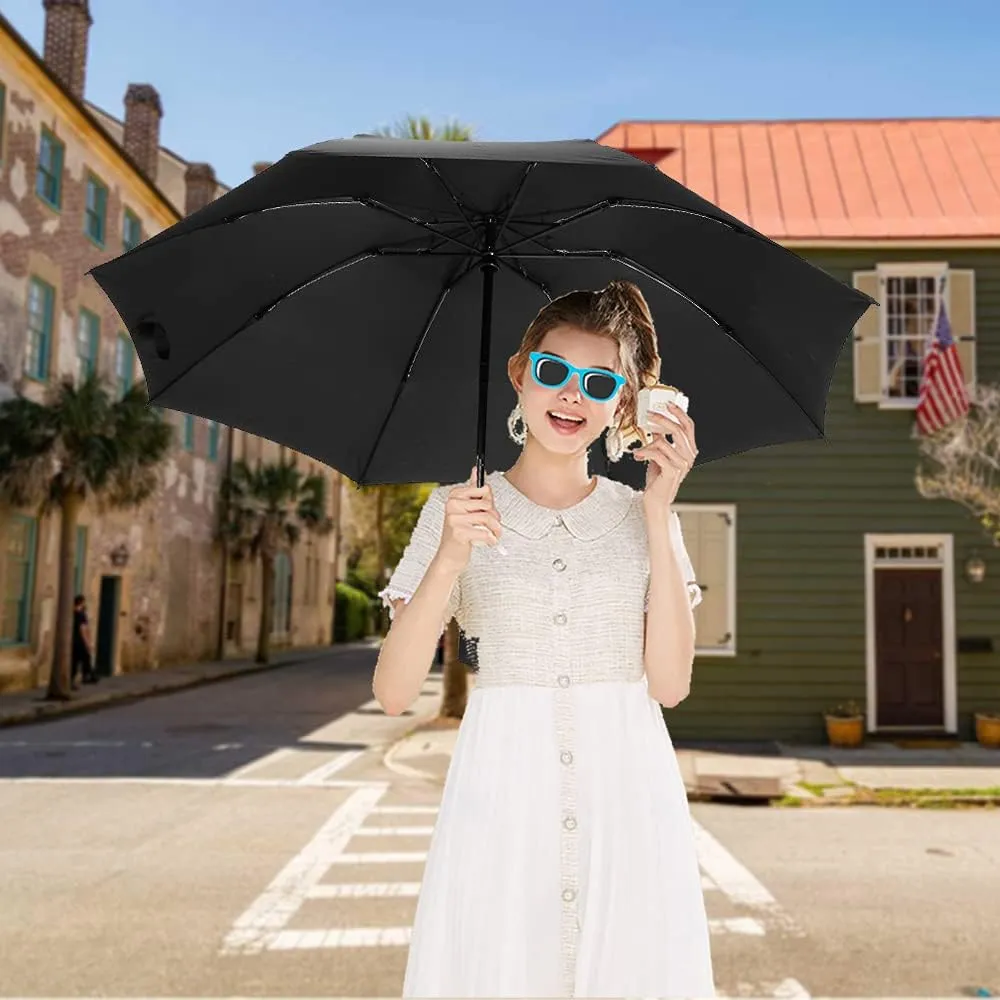 LANBRELLA Compact Reverse Folding Umbrella Auto Windproof Travel Umbrella