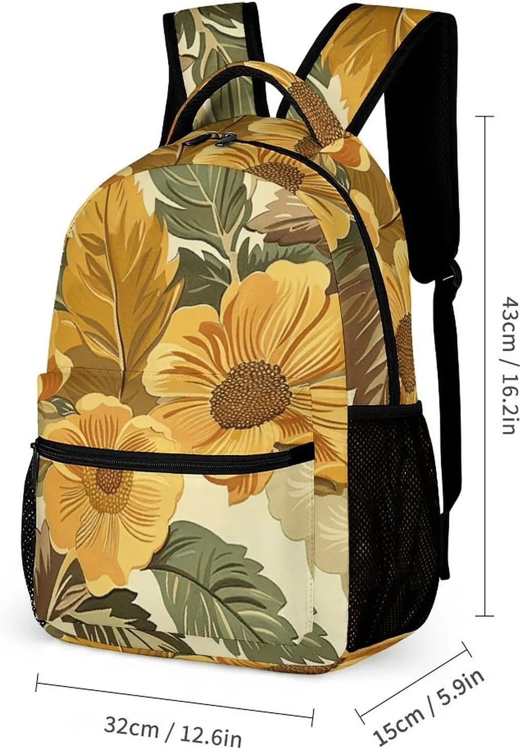 Laptop Backpack for Travel Daypack Computer Bag Work Large Flowers And Leaves Back Pack Nurse Bag for Hiking