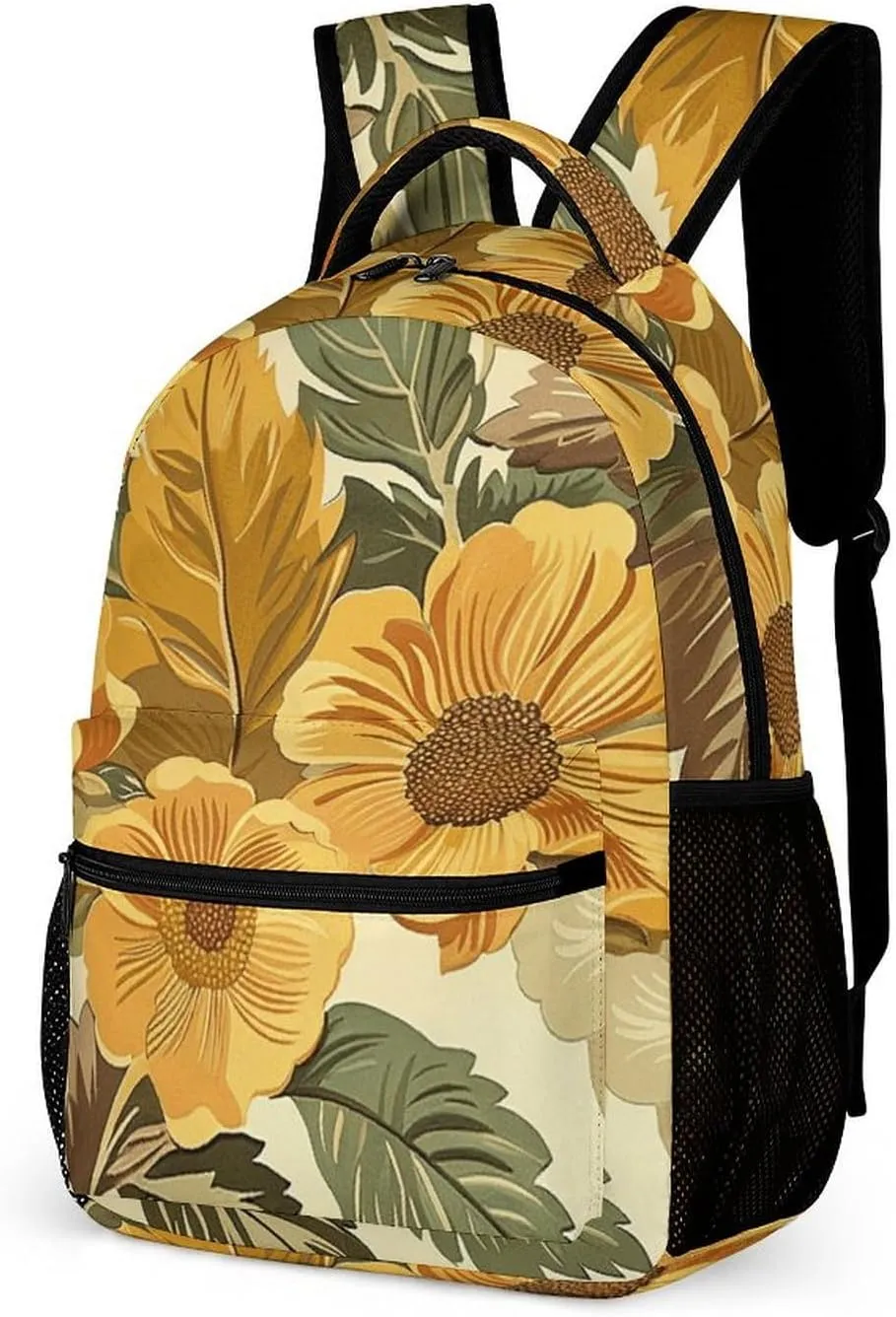 Laptop Backpack for Travel Daypack Computer Bag Work Large Flowers And Leaves Back Pack Nurse Bag for Hiking