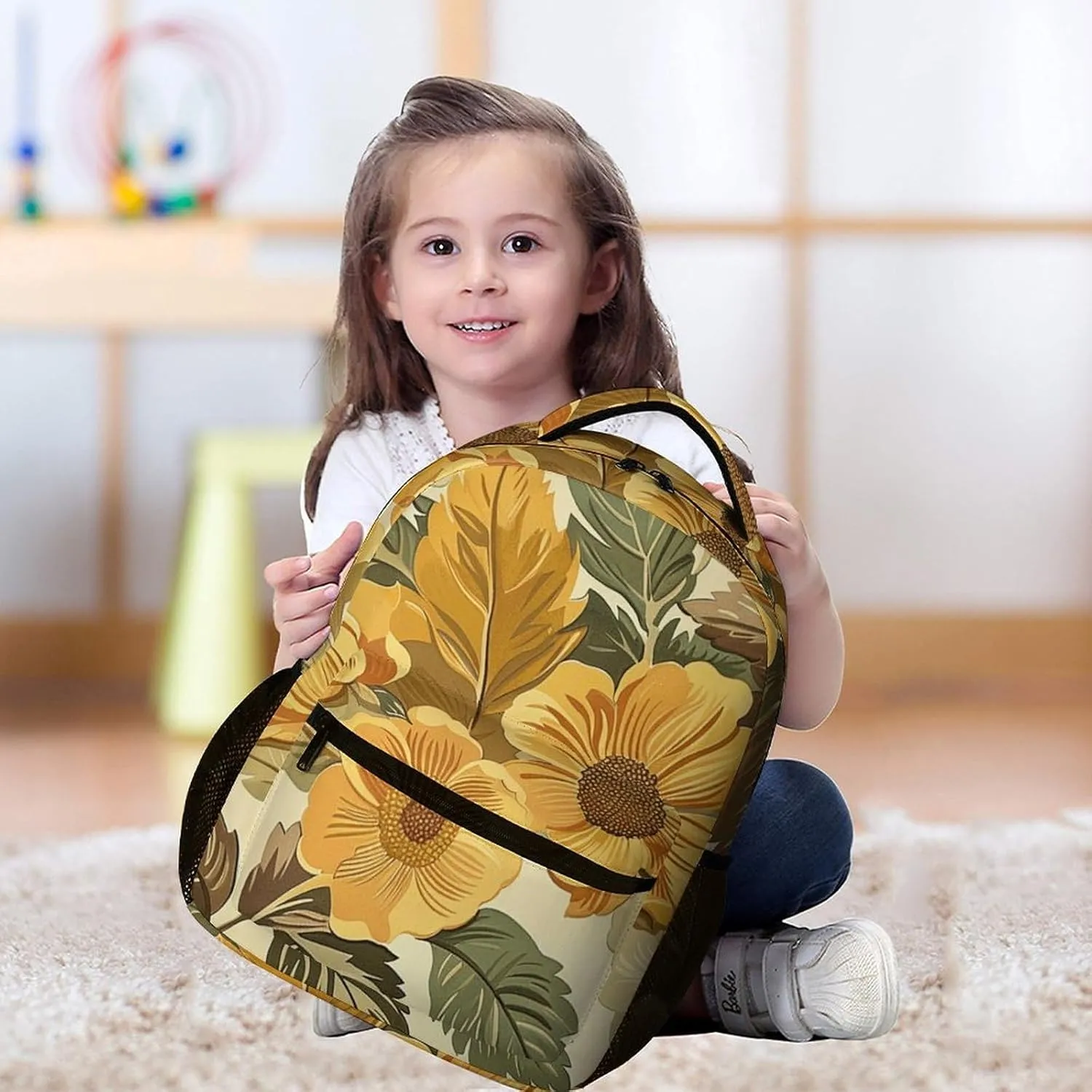 Laptop Backpack for Travel Daypack Computer Bag Work Large Flowers And Leaves Back Pack Nurse Bag for Hiking