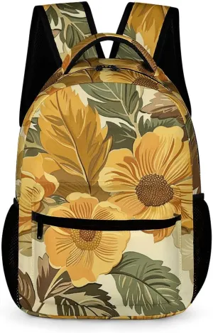 Laptop Backpack for Travel Daypack Computer Bag Work Large Flowers And Leaves Back Pack Nurse Bag for Hiking