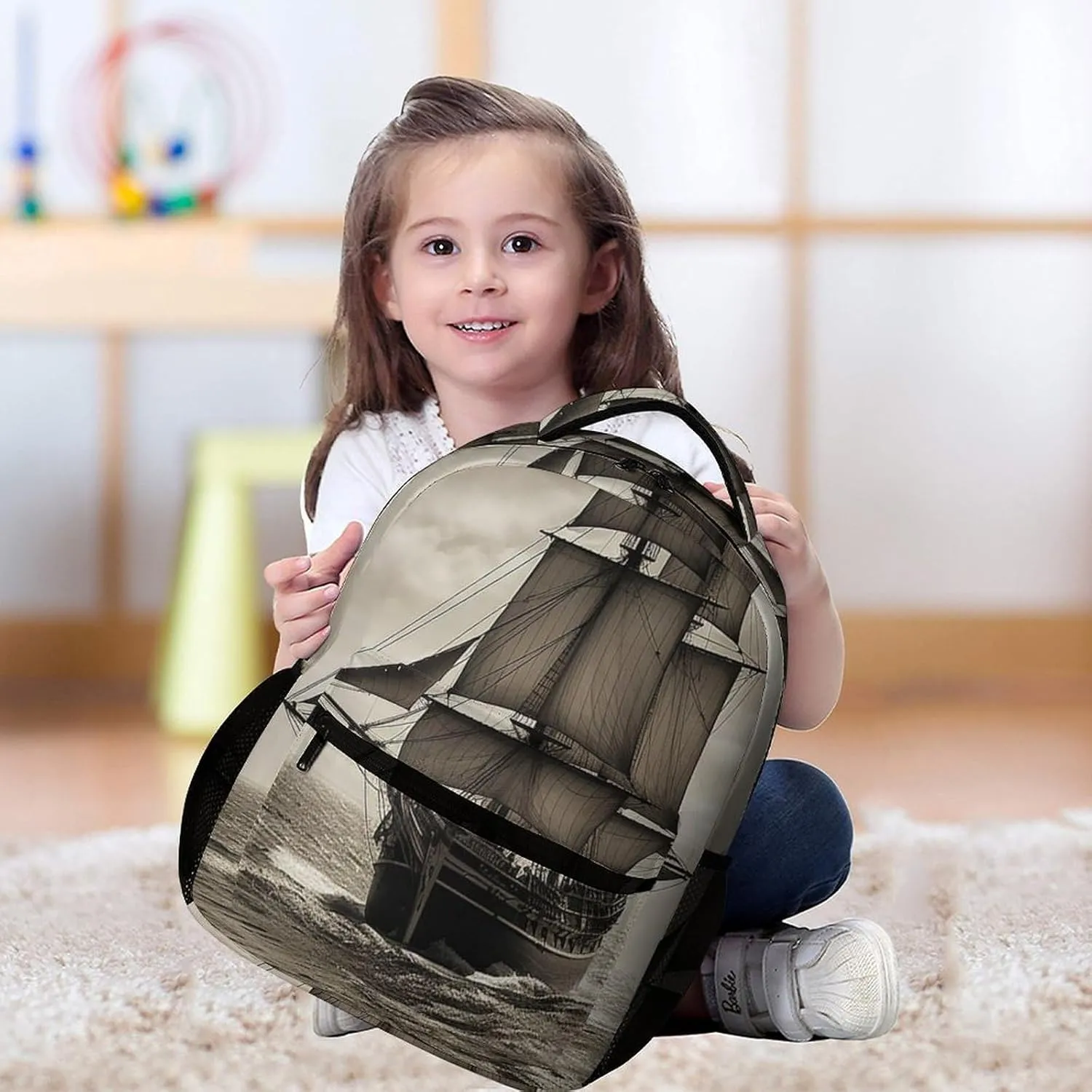Laptop Backpack for Travel Daypack Computer Bag Work Nautical Sailing Pirate Theme Back Pack Nurse Bag for Hiking