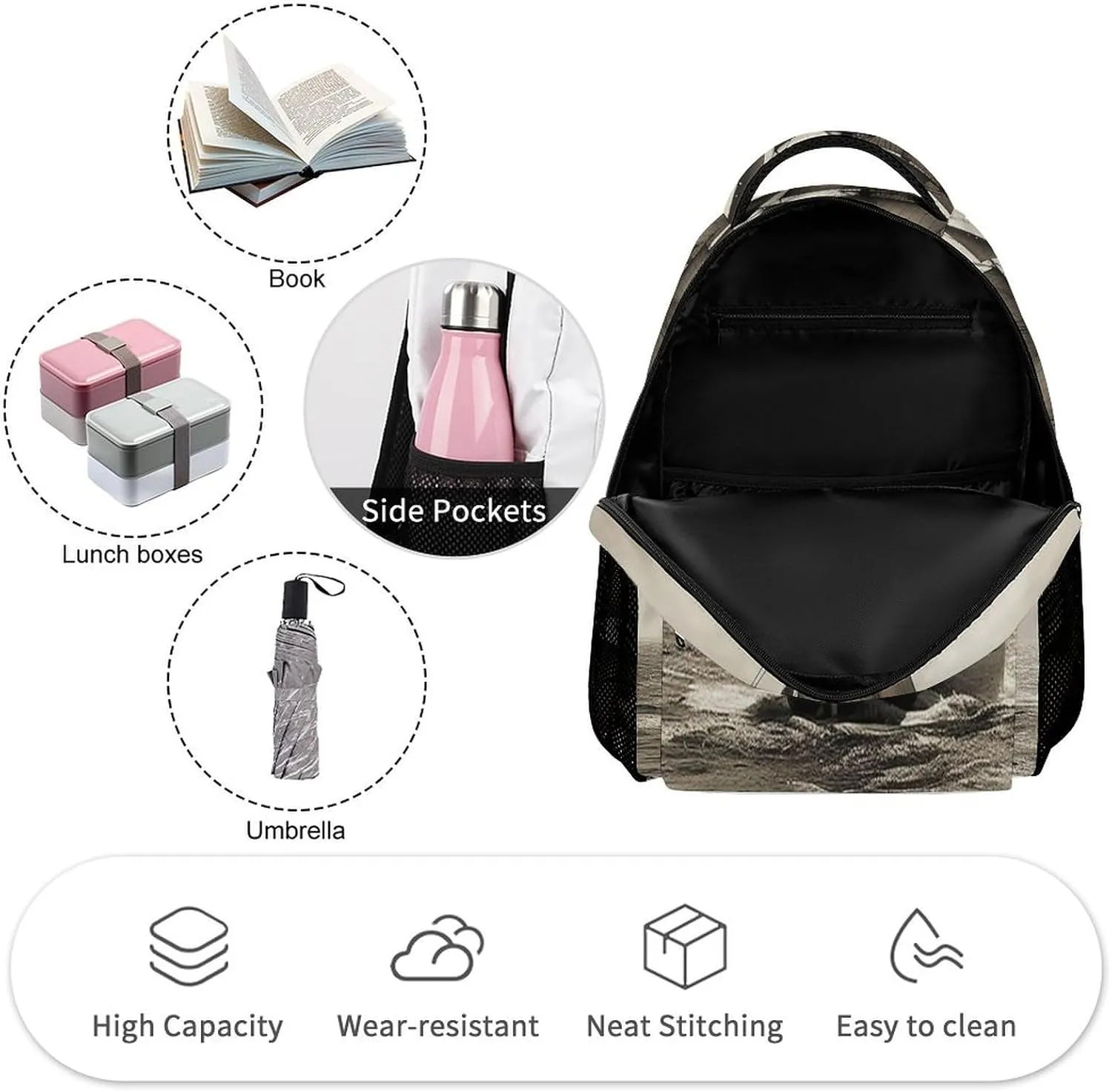 Laptop Backpack for Travel Daypack Computer Bag Work Nautical Sailing Pirate Theme Back Pack Nurse Bag for Hiking