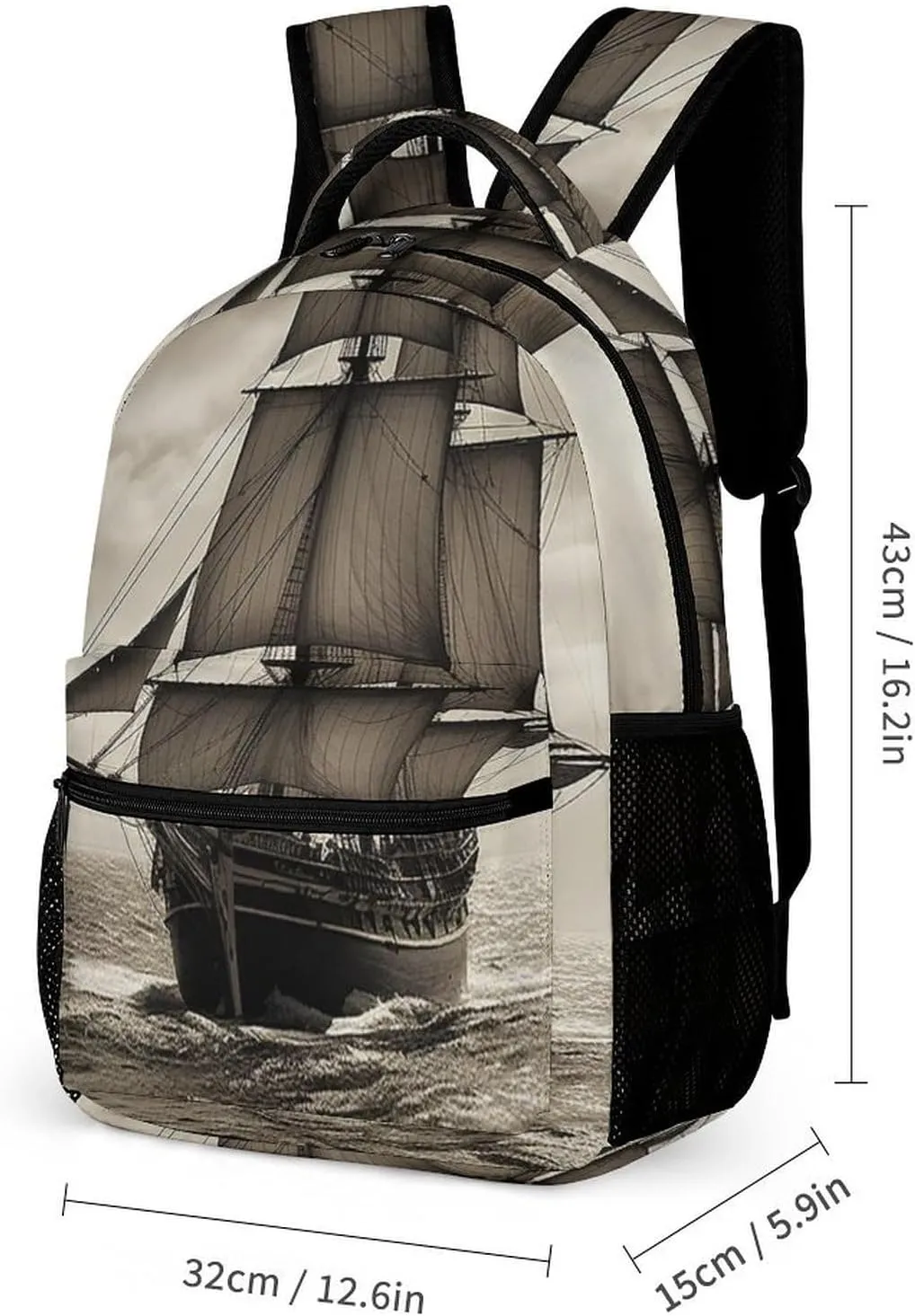 Laptop Backpack for Travel Daypack Computer Bag Work Nautical Sailing Pirate Theme Back Pack Nurse Bag for Hiking